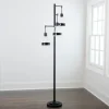 Floor Lamps-Kirkland's Home Black Metal And Glass Globe 3-Arm Floor Lamp Clear