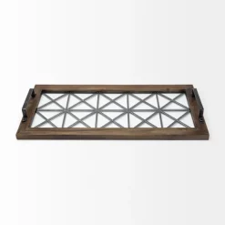 Decorative Trays-Kirkland's Home Black Metal And Glass Tray Brown/Black