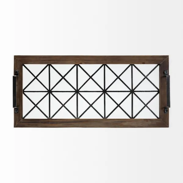 Decorative Trays-Kirkland's Home Black Metal And Glass Tray Brown/Black
