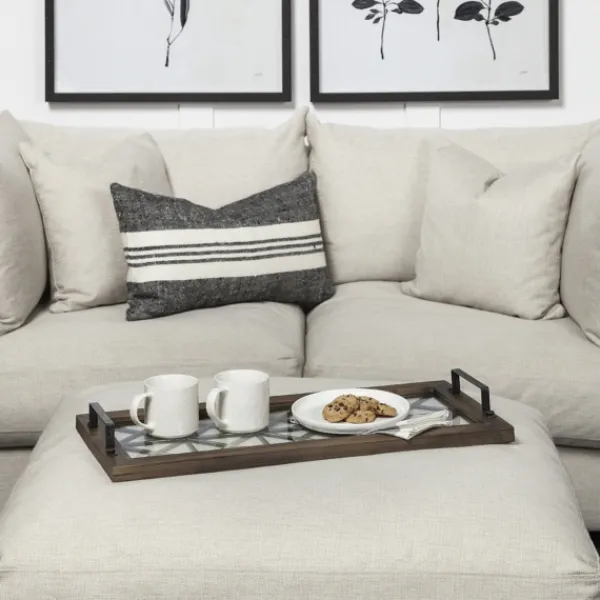 Decorative Trays-Kirkland's Home Black Metal And Glass Tray Brown/Black