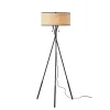 Floor Lamps-Kirkland's Home Black Metal And Rat Tripod Floor Lamp Tan