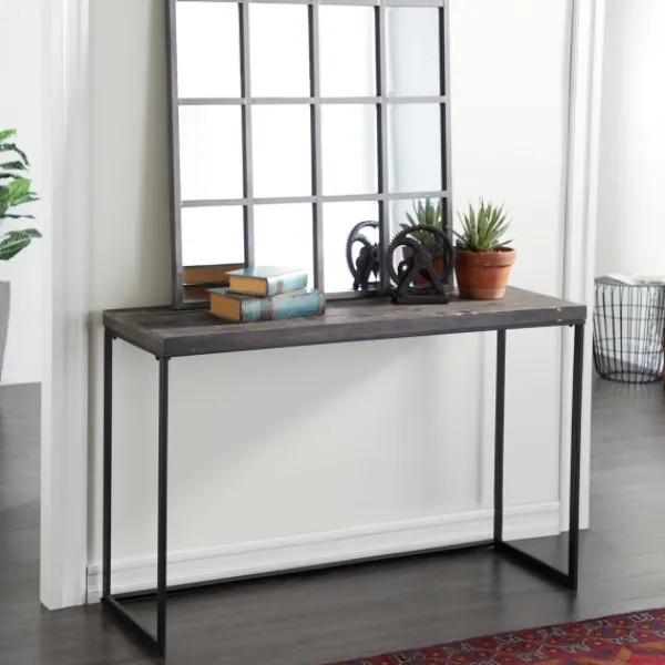 Console Tables-Kirkland's Home Black Metal And Wood Contemporary Console Table Black/Gray