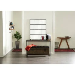 Console Tables-Kirkland's Home Black Metal And Wood Contemporary Console Table Black/Gray
