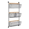 Wall Storage-Kirkland's Home Black Metal 4-Basket Wall Shelf