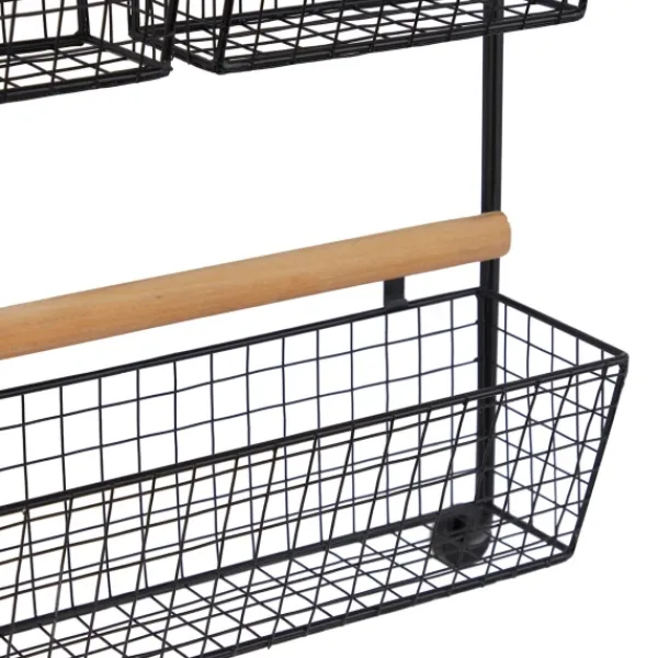 Wall Storage-Kirkland's Home Black Metal 4-Basket Wall Shelf
