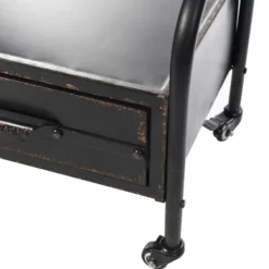 Full Length & Floor Mirrors-Kirkland's Home Black Metal Cheval Frame Mirror With Drawer