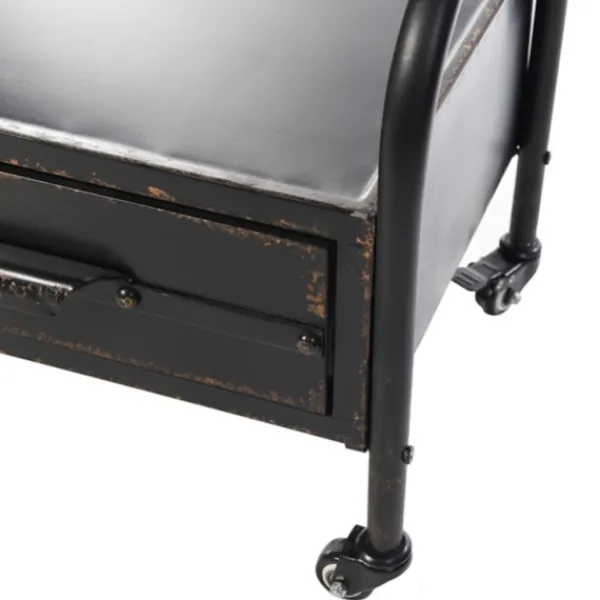 Full Length & Floor Mirrors-Kirkland's Home Black Metal Cheval Frame Mirror With Drawer