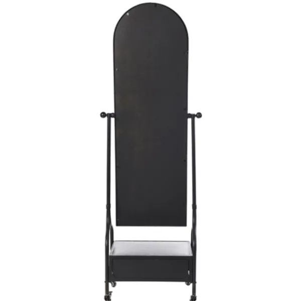 Full Length & Floor Mirrors-Kirkland's Home Black Metal Cheval Frame Mirror With Drawer