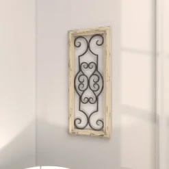 Wall Plaques-Kirkland's Home Black Metal Farmhouse Scroll Wall Plaque White/Black