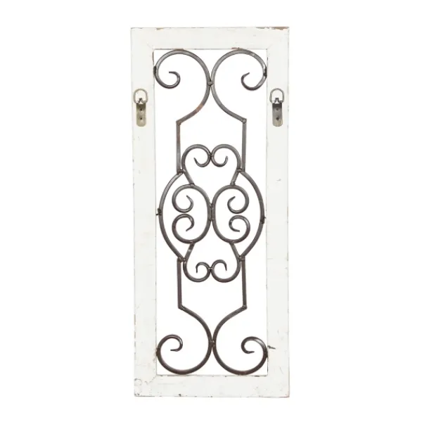 Wall Plaques-Kirkland's Home Black Metal Farmhouse Scroll Wall Plaque White/Black