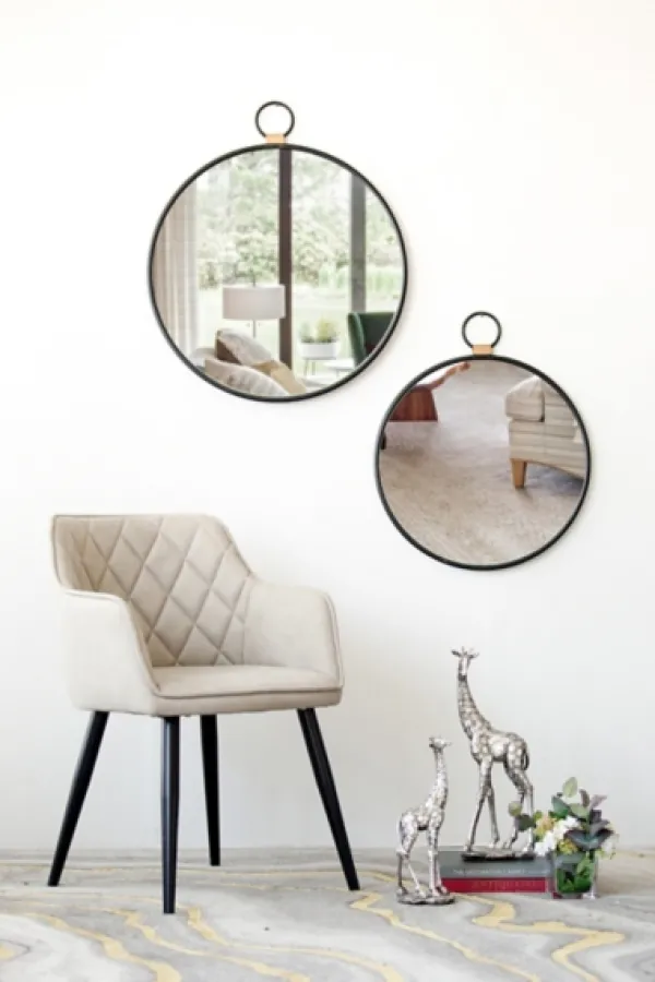 Decorative Mirrors-Kirkland's Home Black Metal Frame Round Loop Wall Mirror