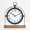 Decorative Accents-Kirkland's Home Black Metal Frame With Wood Base Tabletop Clock