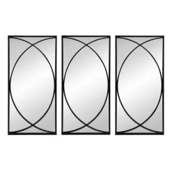 Decorative Mirrors-Kirkland's Home Black Metal Geometric Wall Mirrors, Set Of 3