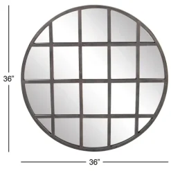 Decorative Mirrors-Kirkland's Home Black Metal Grid Overlay Round Mirror