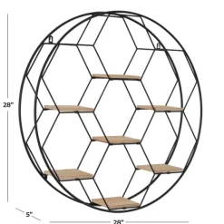 Shelves-Kirkland's Home Black Metal Hexagonal Frame Wall Shelf