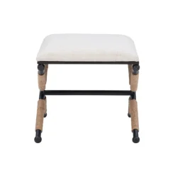 Benches & Ottomans-Kirkland's Home Black Metal Legs Accent Stool With Rope Detail White