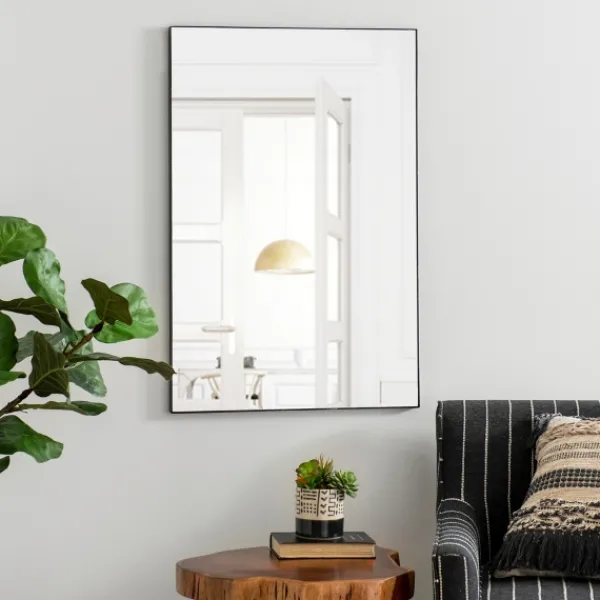Decorative Mirrors-Kirkland's Home Black Metal Linear Mirror, 24X36