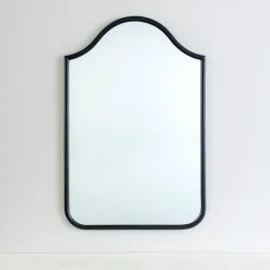 Framed Mirrors-Kirkland's Home Black Metal Linear Wave Mirror
