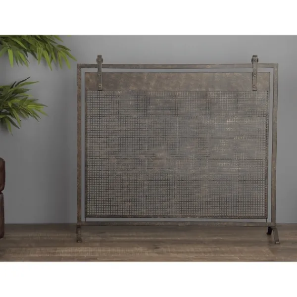 Fireplace Accessories-Kirkland's Home Black Metal Mesh Fireplace Screen