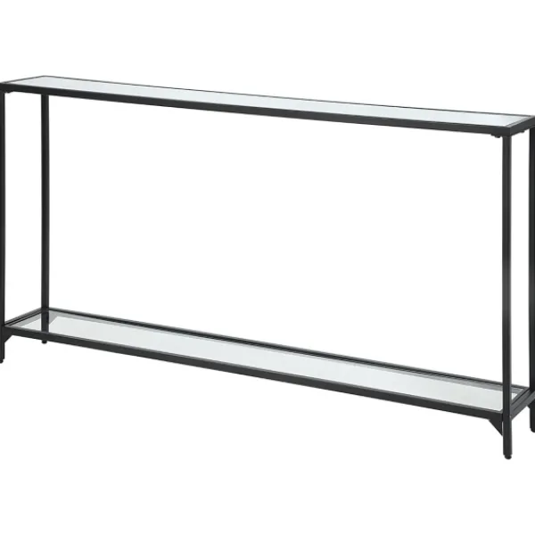 Console Tables-Kirkland's Home Black Metal Mirrored Top Console Table