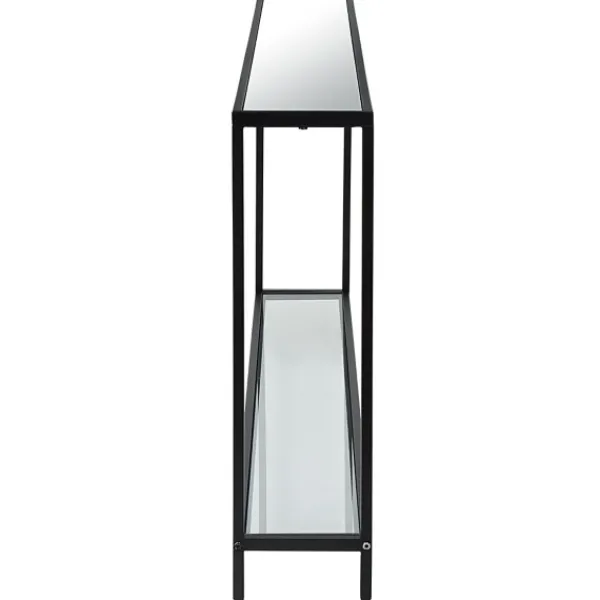 Console Tables-Kirkland's Home Black Metal Mirrored Top Console Table