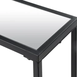 Console Tables-Kirkland's Home Black Metal Mirrored Top Console Table