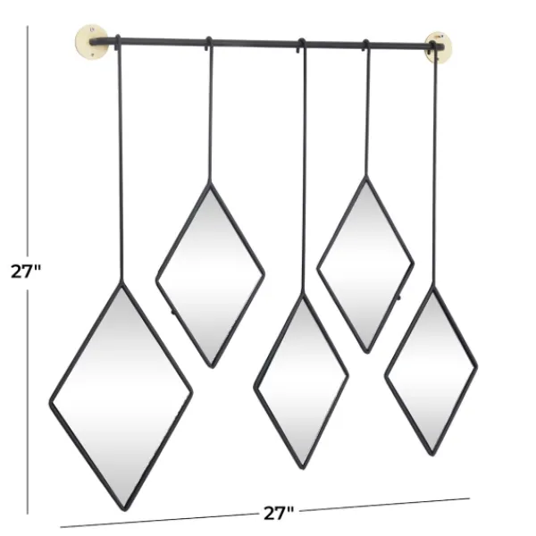 Decorative Mirrors-Kirkland's Home Black Metal Nova Hanging Wall Mirror