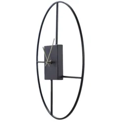 Clocks-Kirkland's Home Black Metal Open Back Abstract Wall Clock