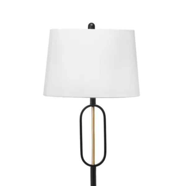 Floor Lamps-Kirkland's Home Black Metal Oval Gold Center Floor Lamp White
