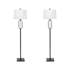 Floor Lamps-Kirkland's Home Black Metal Oval Gold Center Floor Lamp White