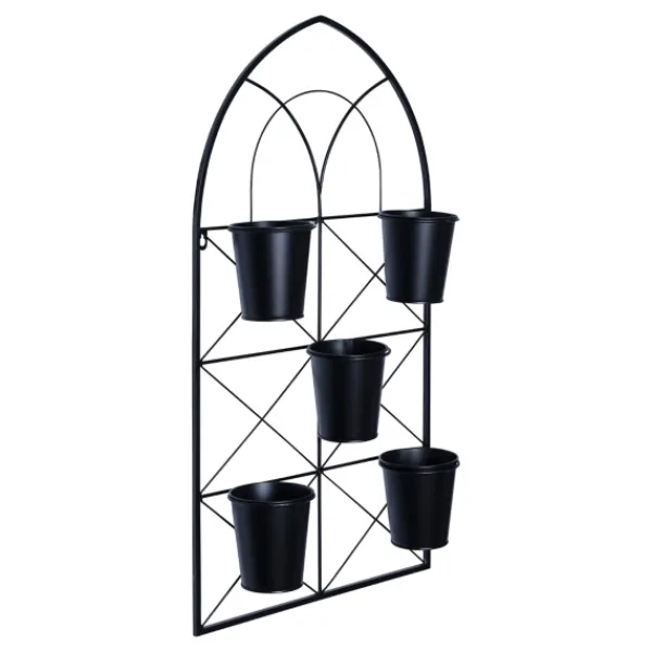 Wall Storage-Kirkland's Home Black Metal Panel 5-Pot Wall Planter