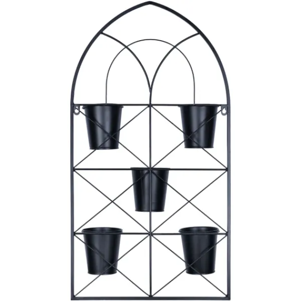 Wall Storage-Kirkland's Home Black Metal Panel 5-Pot Wall Planter