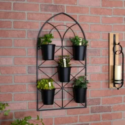 Wall Storage-Kirkland's Home Black Metal Panel 5-Pot Wall Planter