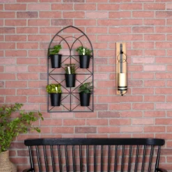 Wall Storage-Kirkland's Home Black Metal Panel 5-Pot Wall Planter
