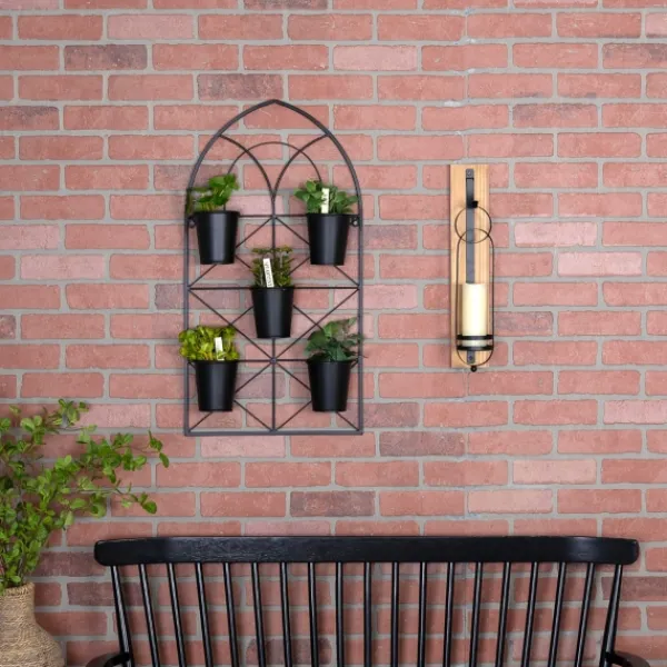 Wall Storage-Kirkland's Home Black Metal Panel 5-Pot Wall Planter