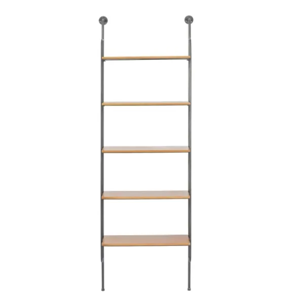 Shelves-Kirkland's Home Black Metal Pipe Frame Brown Wood Wall Shelf