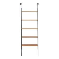 Shelves-Kirkland's Home Black Metal Pipe Frame Brown Wood Wall Shelf