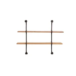 Shelves-Kirkland's Home Black Metal Pipe Two-Tier Wall Mounted Shelf