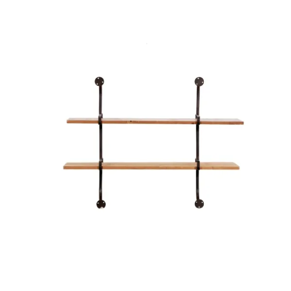 Shelves-Kirkland's Home Black Metal Pipe Two-Tier Wall Mounted Shelf