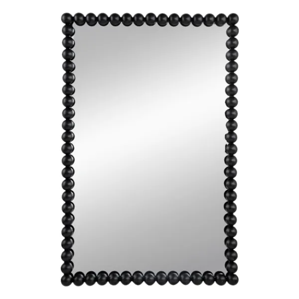 Decorative Mirrors-Kirkland's Home Black Metal Rectangle Beaded Wall Mirror