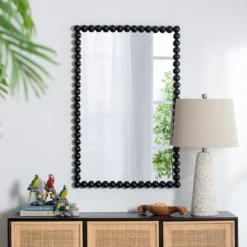 Decorative Mirrors-Kirkland's Home Black Metal Rectangle Beaded Wall Mirror