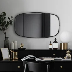 Decorative Mirrors-Kirkland's Home Black Metal Rectangular Wall Mirror, 18X31.5 In.