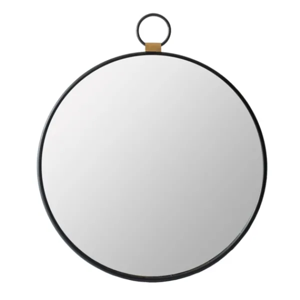 Decorative Mirrors-Kirkland's Home Black Metal Round Top Loop Wall Mirror