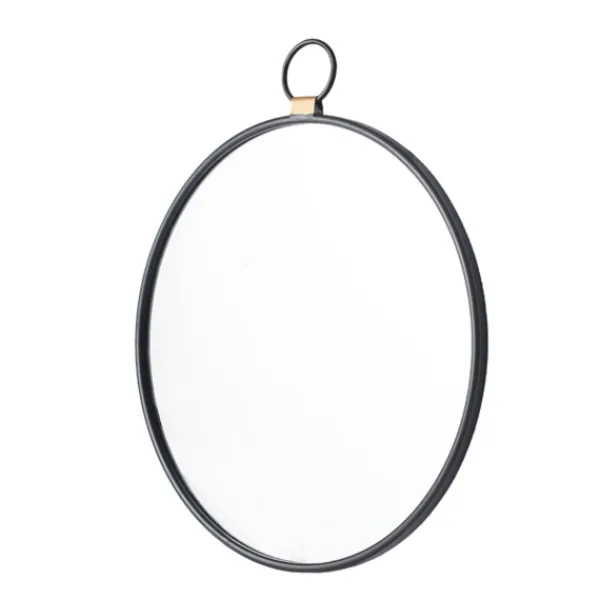 Decorative Mirrors-Kirkland's Home Black Metal Round Top Loop Wall Mirror