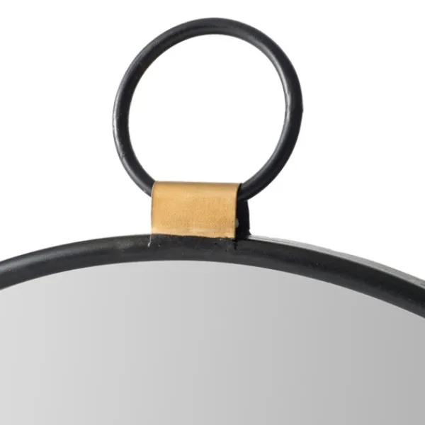 Decorative Mirrors-Kirkland's Home Black Metal Round Top Loop Wall Mirror