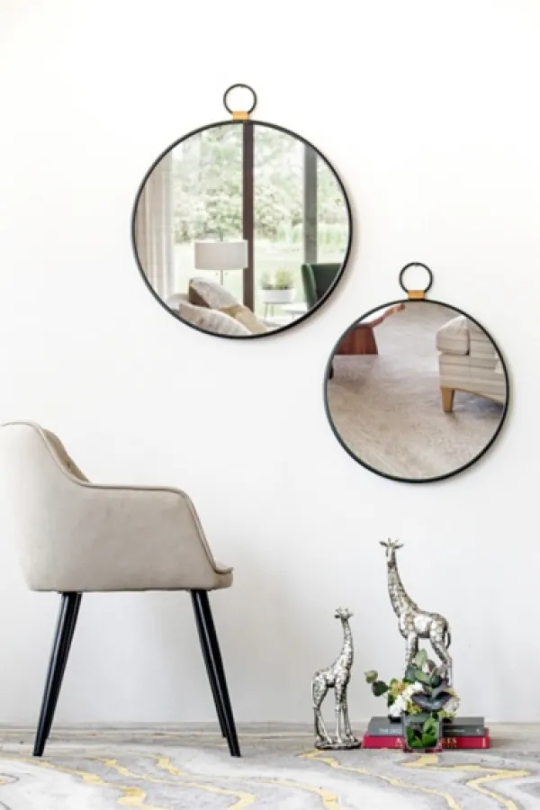 Decorative Mirrors-Kirkland's Home Black Metal Round Top Loop Wall Mirror