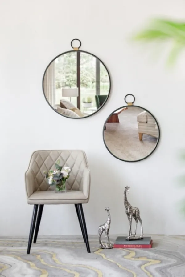 Decorative Mirrors-Kirkland's Home Black Metal Round Top Loop Wall Mirror