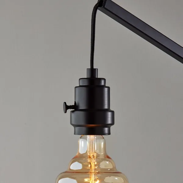 Floor Lamps-Kirkland's Home Black Metal Textured Edison Floor Lamp Gold