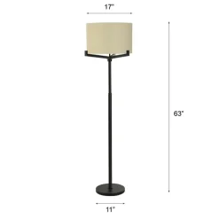 Floor Lamps-Kirkland's Home Black Metal Tri-Arm Floor Lamp Tan