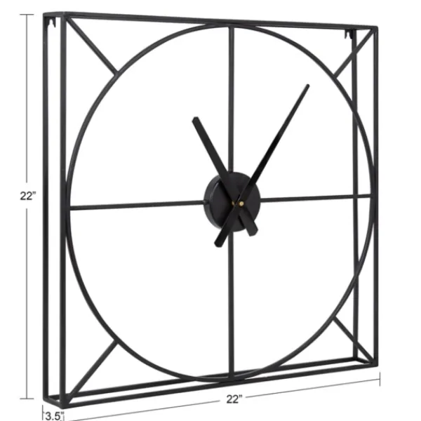 Clocks-Kirkland's Home Black Metal Willet Wall Clock